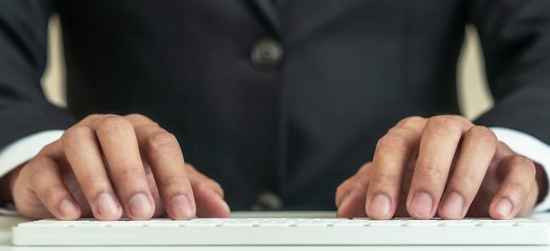 Close up hands of businessman